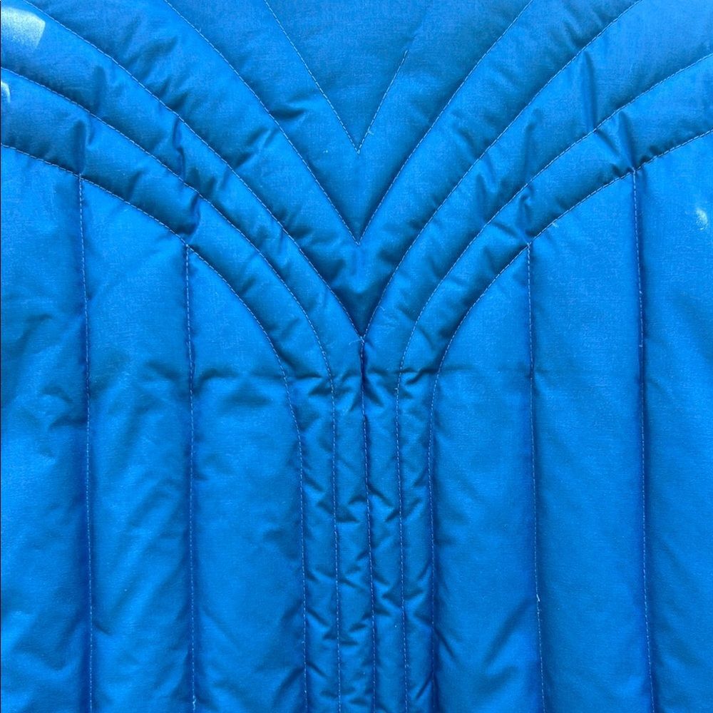 Down Blue Quilted Women's Long Coat Vintage Winter Blue Puffer 80s Rare size 16 - Picture 14 of 16
